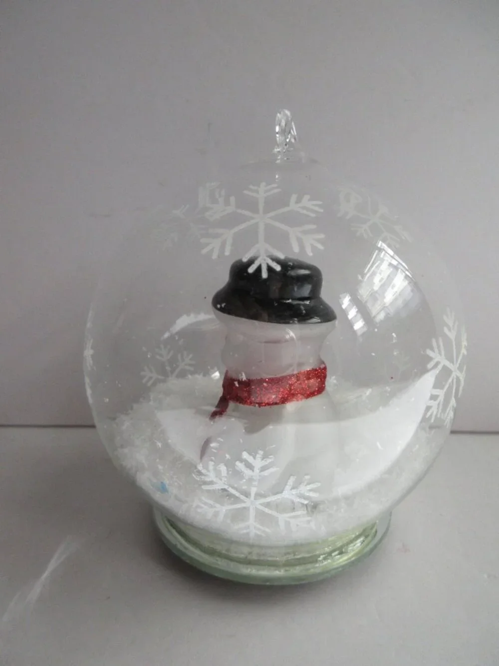 Handblown Christmas Ornament Glass Globe Snowman Color Changing LED Light Up